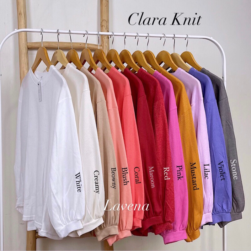 PRODUK VIRAL LAVENA Clara Knit Blouse / waffle knit / atasan lengan panjang balon / kaos lengan
