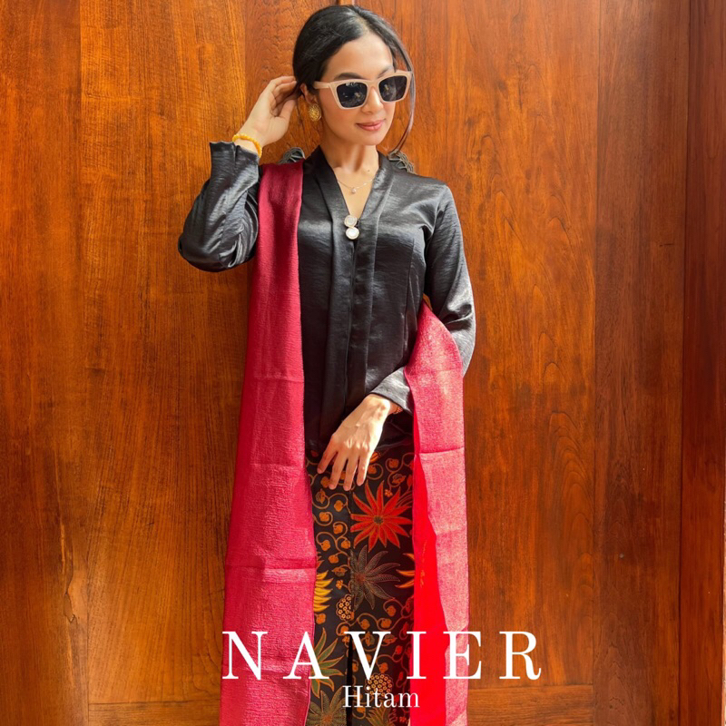 SETELAN KEBAYA BALI KARTINI SILK ROSE GOLD - HITAM - PUTIH | SET KEBAYA KARTINI KANCING MUTIARA CANT
