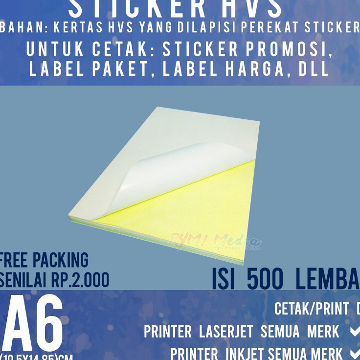 

5 lembar Sticker HVS A6 Kes Stiker Doff Matte A6 1 RIM