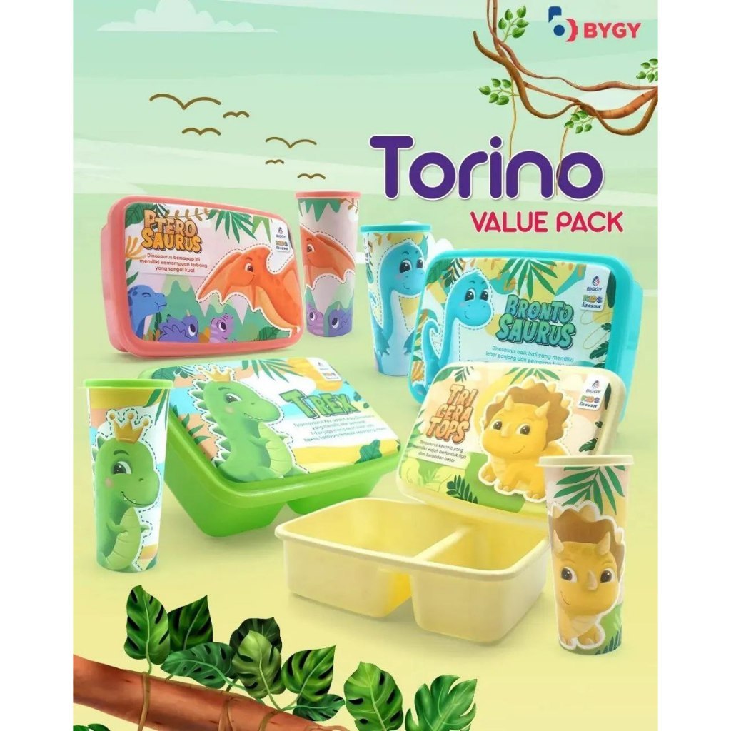 Lunch Box Set Botol Minum Anak Torino BYGY Dino Series Value Pack BPA FREE Food Grade BIGGY MURAH