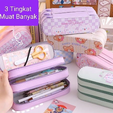 

zwq K6 Kotak Pensil 3 Layer Korean Style Pencil Case Tempat Pensil Import 2 Layer Dan 3 Layer Kotak Pensil 2 Tingkat Dan 3 Tingkat