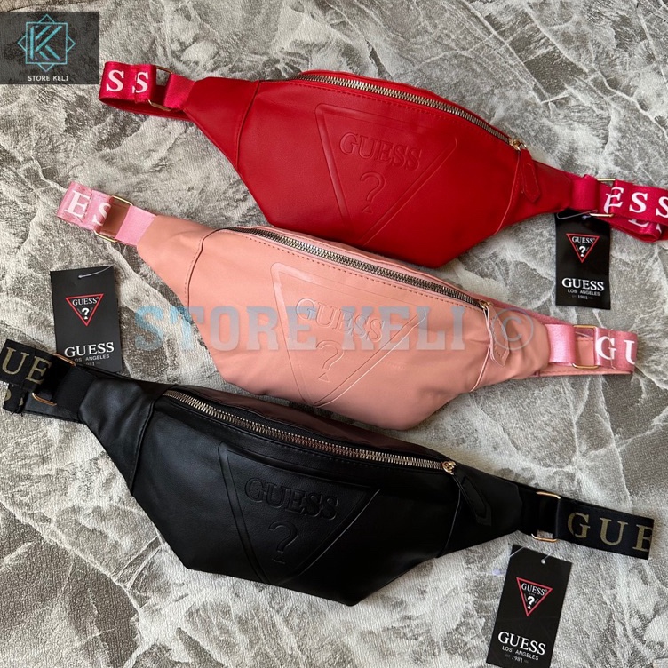 Promo Waistbag Guess Leather Emboss Tas Selempang  Pinggang WB