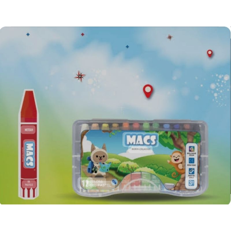 

Macs Crayon Oil pastel Colour 12 Warna