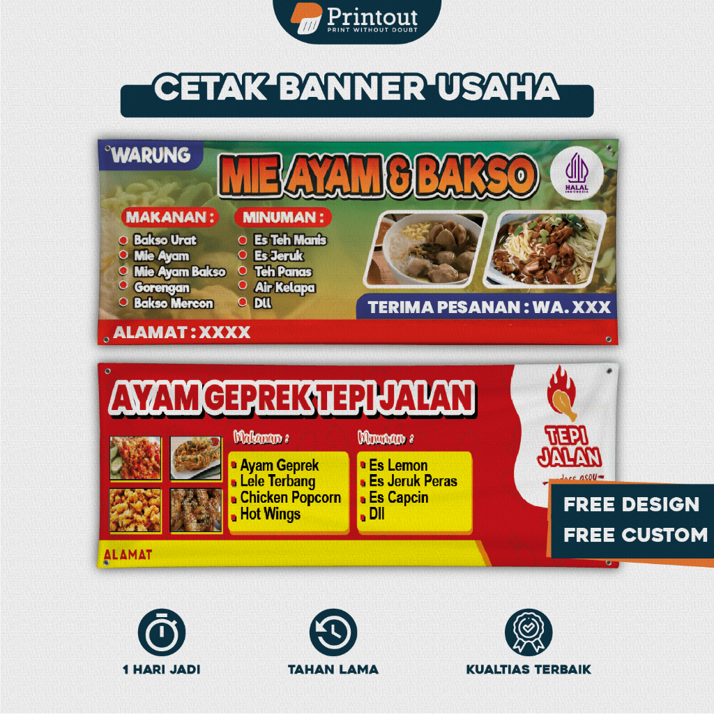 PRINTOUT PROMO SPANDUK / BANNER MURAH FREE DESAIN / CUSTOM BANNER USAHA / BANNER TOKO CUSTOM