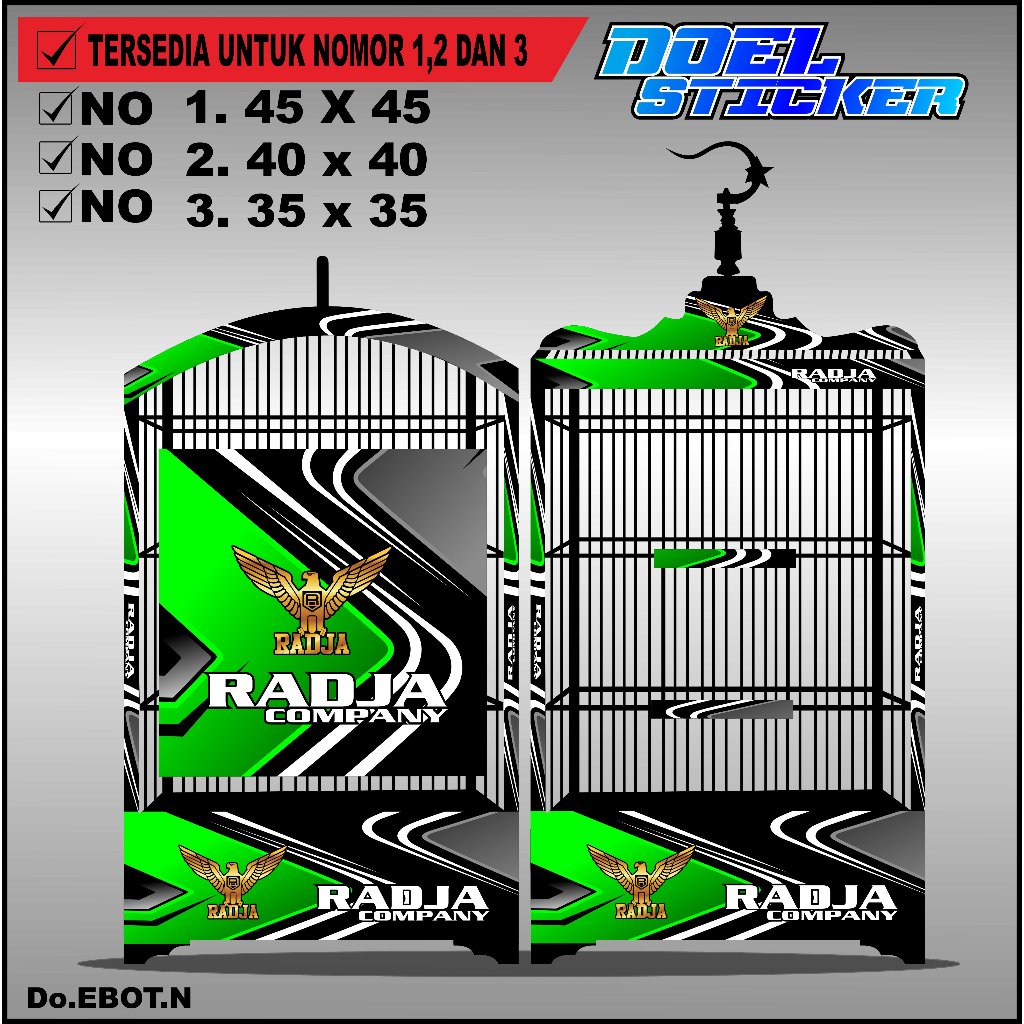Stiker Decal Sangkar Burung - Sticker Dekal Kandang Ebod Kotak BnR Kosan Doel Lovebird Radja