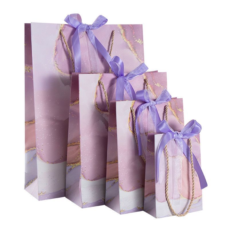 

Paper Bag Premium Marmer Lilac Tinggi + Pita Tas Gift Bag Sovenir Pesta Kantong Hadiah Kado