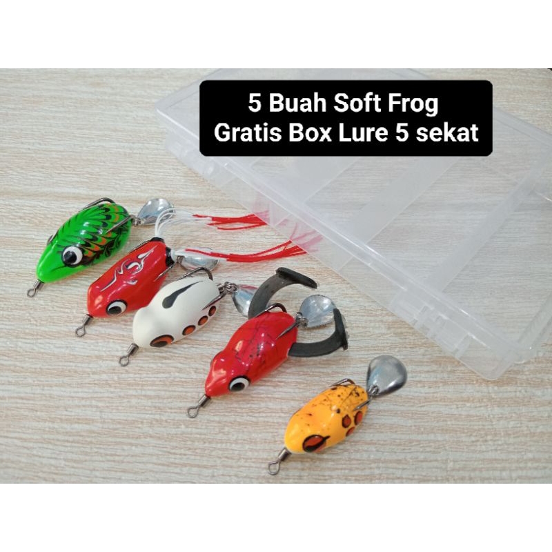 5 Buah Soft Frog Model beragam Gratis box lure