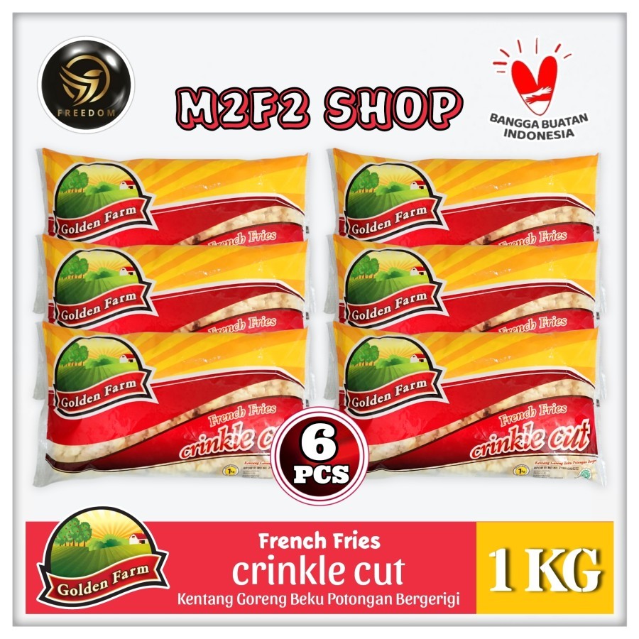 

Golden Farm French Fries Crinkle Cut | Kentang Goreng Beku Potongan Bergerigi - 1000 gr | 1 kg (Kemasan 6 Pack)