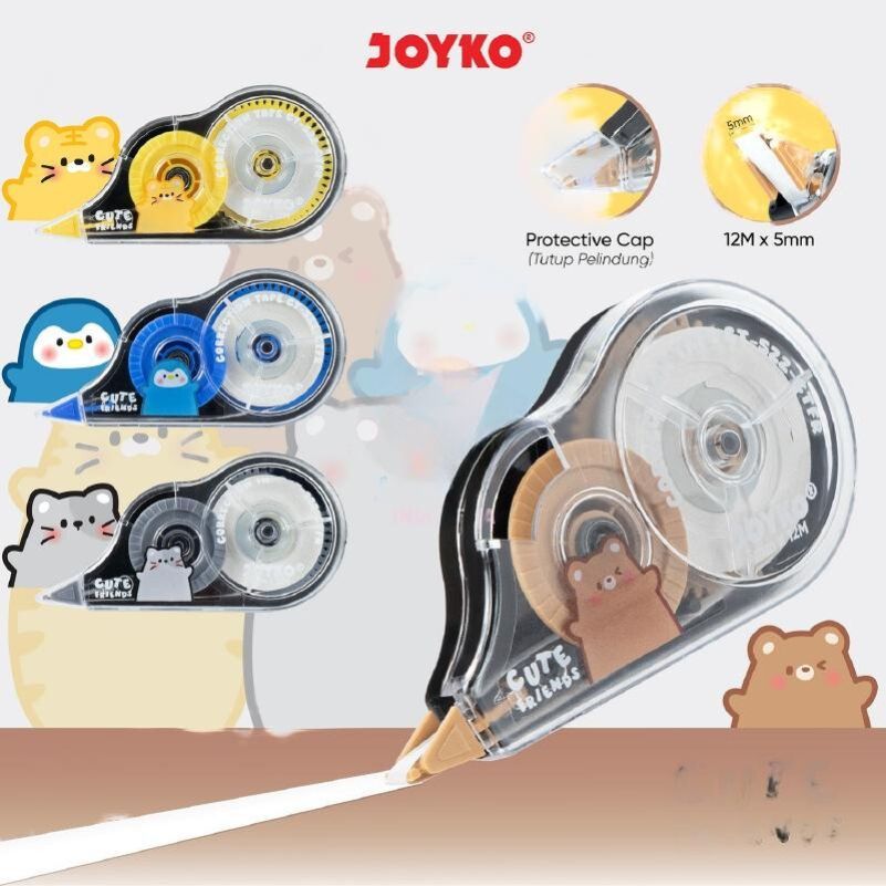 

Correction Tape JOYKO CT-522-CTFR Cute Friends Fancy Tipe-X Tipex Tip-Ex Pita Koreksi 12 Meter