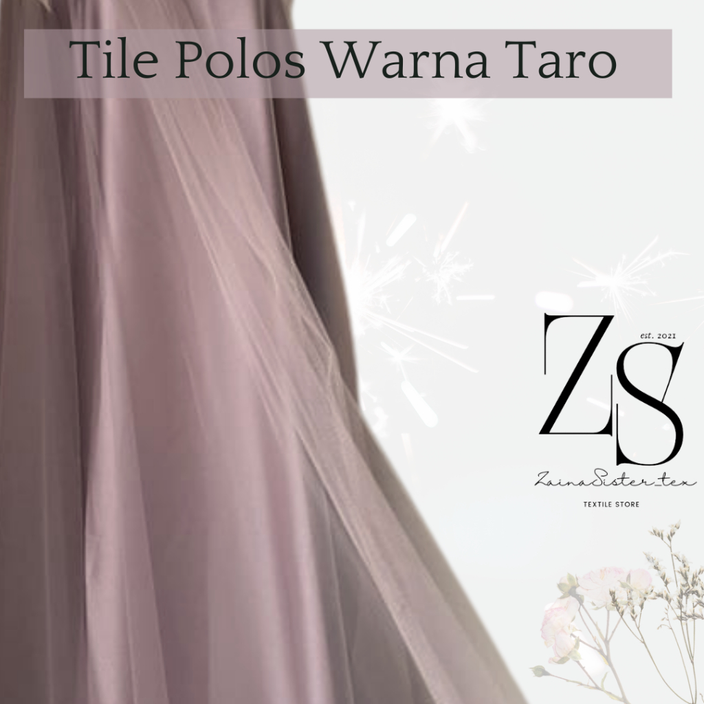 Kain Soft Tile Tulle Halus Polos Warna Ungu Taro Dusty Purple