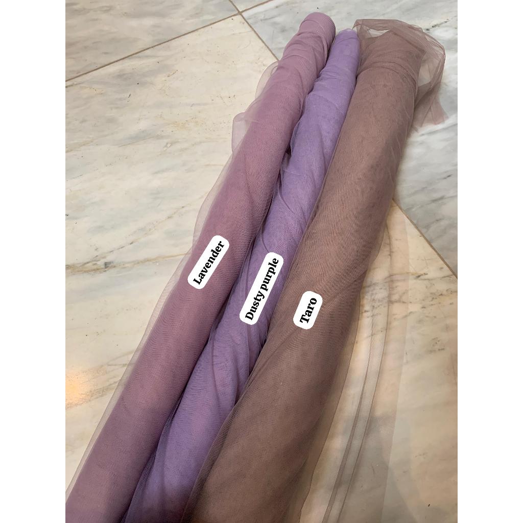 Kain Soft Tile Tulle Halus Polos Warna Ungu Taro Dusty Purple Lavender