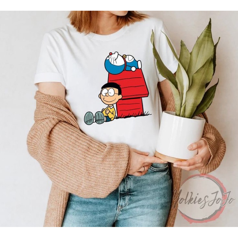 kaos cewek cowok couple keluarga doraemon nobita