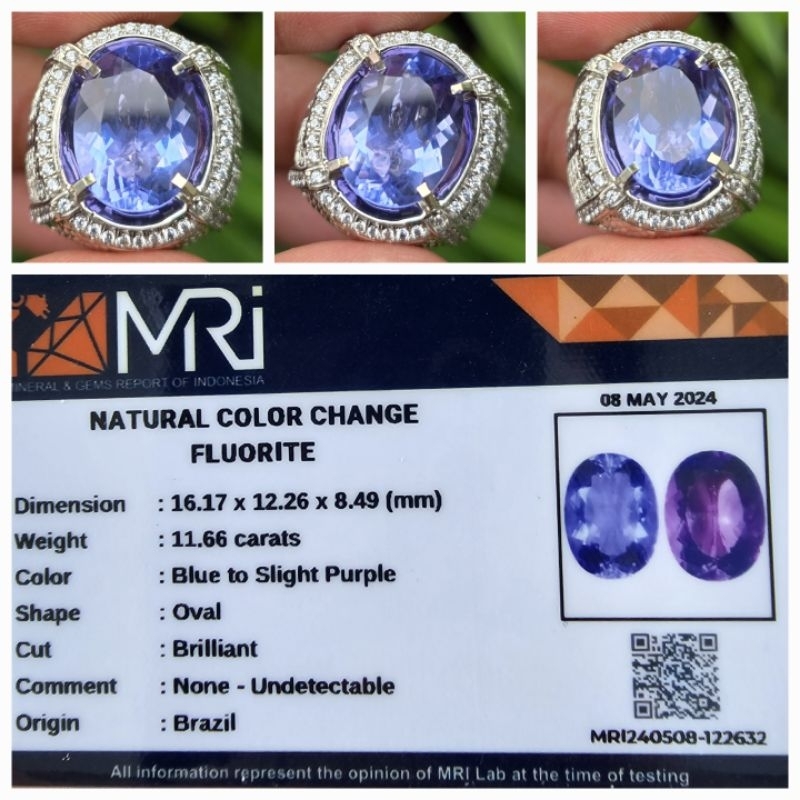 Natural Color Change Fluorite Top Luster Memo 11.66 crt