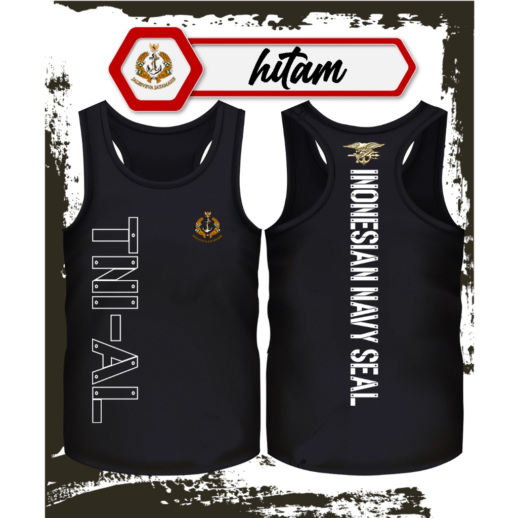 Singlet Gym TNI AL Bahan Scuba Elastis, Slim Fit