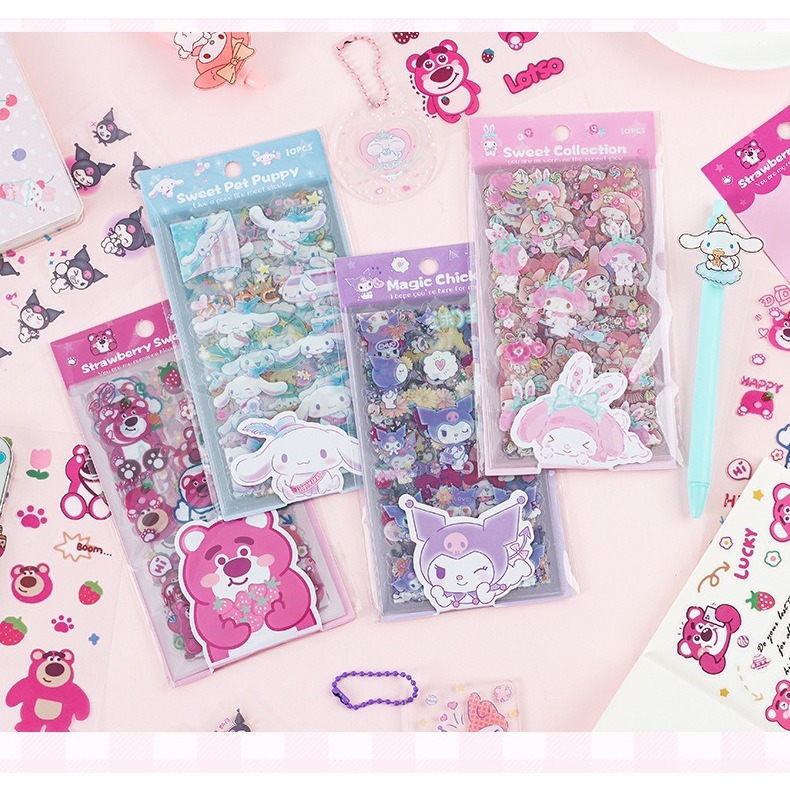 

SANRIO Stiker Lotso Kuromi Cinnamoroll Stiker Pack Sanrio isi 10 Lembar YZ005