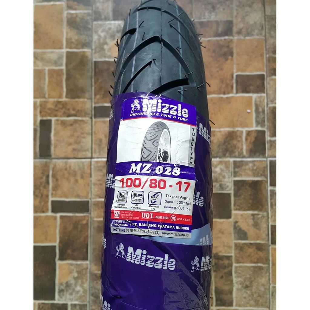 MIZZLE MZ028 100/80-17 BAN LUAR MOTOR BEBEK RING 17 MIZZLE MZ BUKAN TUBLESS