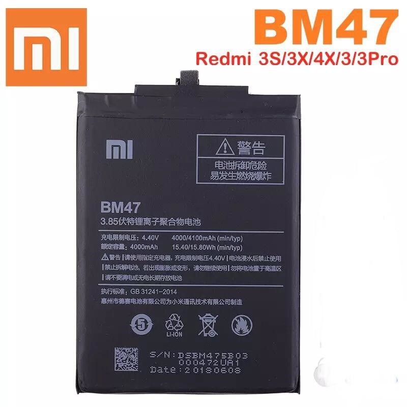 TA > BATRE / BATRAI / BATERAI BM47 XIAOMI 4X / 3X / 3S / 3PRO BM-47 > REDMI 4X ORIGINAL 100%