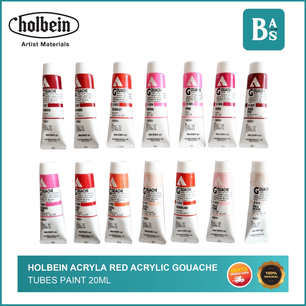 

KODE B13P Holbein Acryla RED Acrylic Gouache Paint 2ml