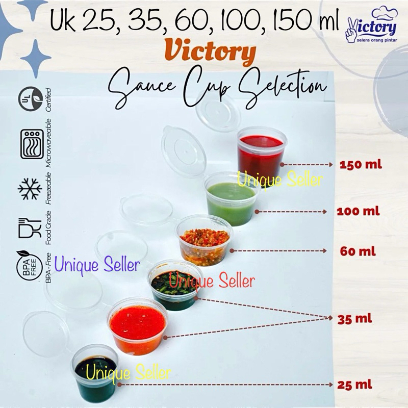 Thinwall Cup 25ml 35ml 60ml 100ml isi 50 set & 150ml isi 25 set / Thinwall Sauce Cup 150 ml / Tempat