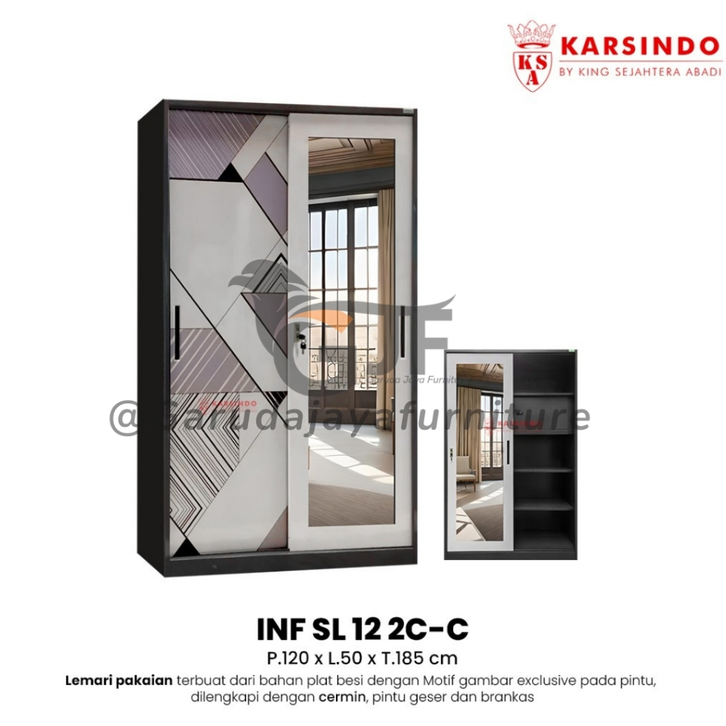 [PLAT BESI TEBAL / GAMIS] LEMARI PAKAIAN 2 PINTU SLIDING/LEMARI PAKAIAN MINIMALIS DENGAN CERMIN FULL