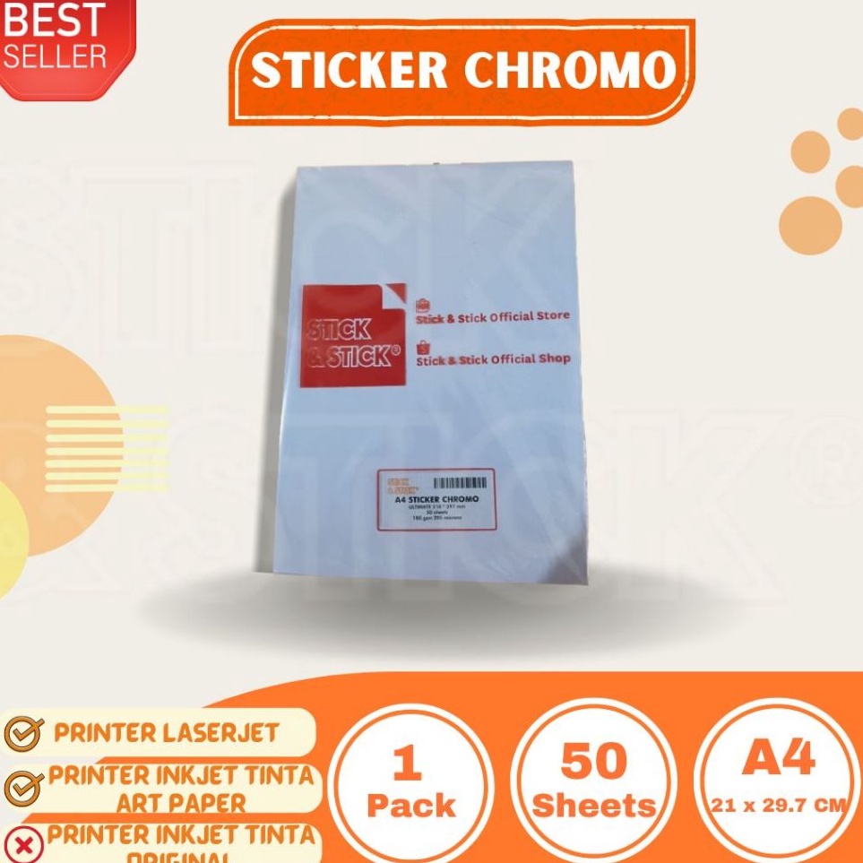 

Terlaku TERMURAH Sticker CHROMO Glossy A4 Isi 5 Lembar