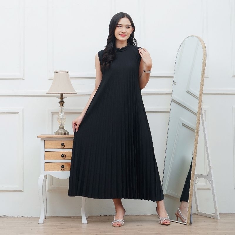 Dress Plisket Maxy-Inner Gamis Wanita Plisket Premium-Dress Pleats Plisket Mayung Polos COD