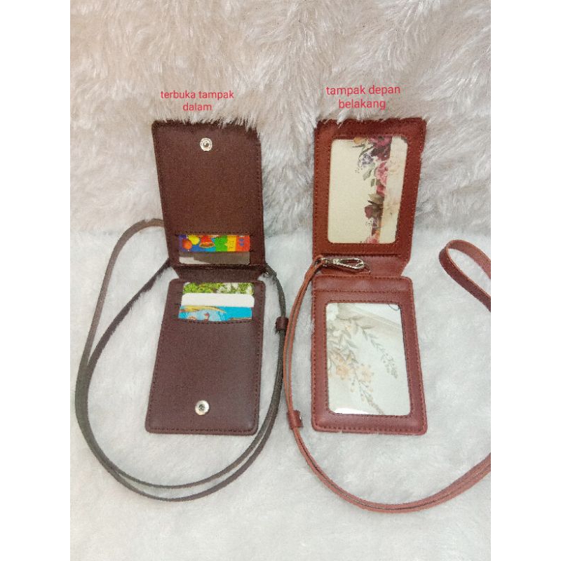 

name tag Id card holder tutup buka double flip muat enam delapan kartu