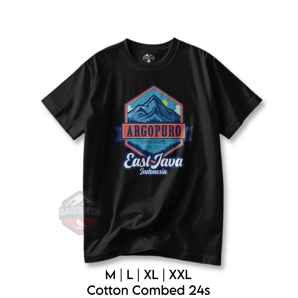 sakunta outdoor kaos pendaki gunung pria dan wanita gunung argopuro Tshirt hikking camping logo gunu