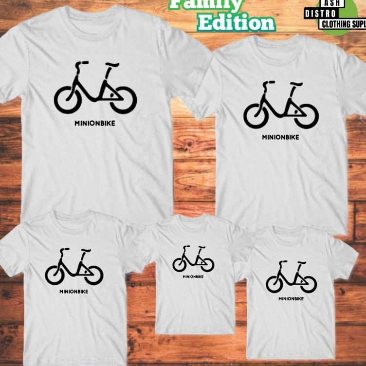 Baju couple keluarga motif sepeda minion bike  kaos gowes kapel ayah ibu anak
