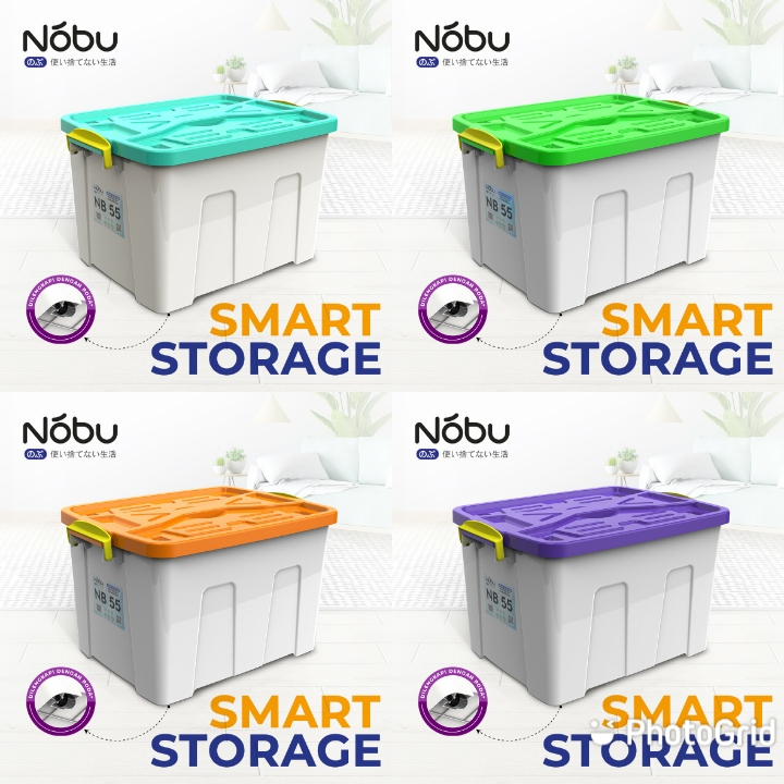 GOJEK Box Container Nobu 55 Liter Putih - Container Box Plastik - Box Plastik Plus Roda - Box Plasti