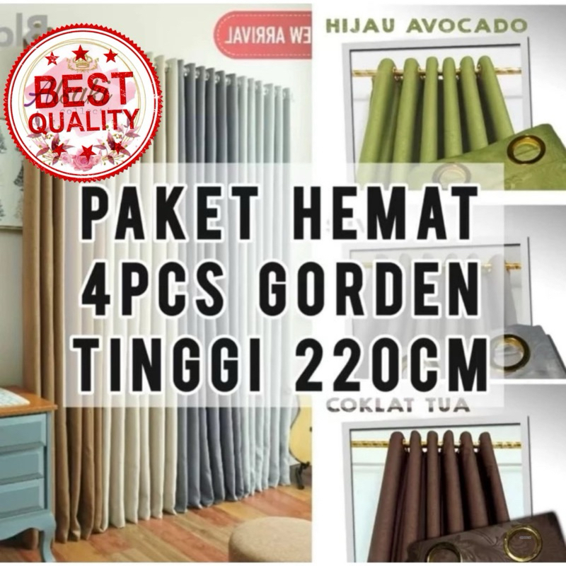 [SIAP KIRIM] PROMO 4 DAN 3 PCS PAKET HEMAT GORDEN SMOKRING UKURAN 110 x 220 UNTUK JENDELA DAN PINTU 