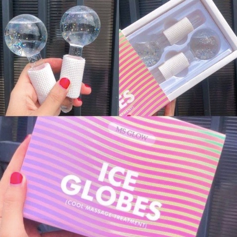 Terjangkau 2PCS ms glow Beauty Crystal Ball Glitter Ice Globes Facial Roller alat Perawatan pencerah