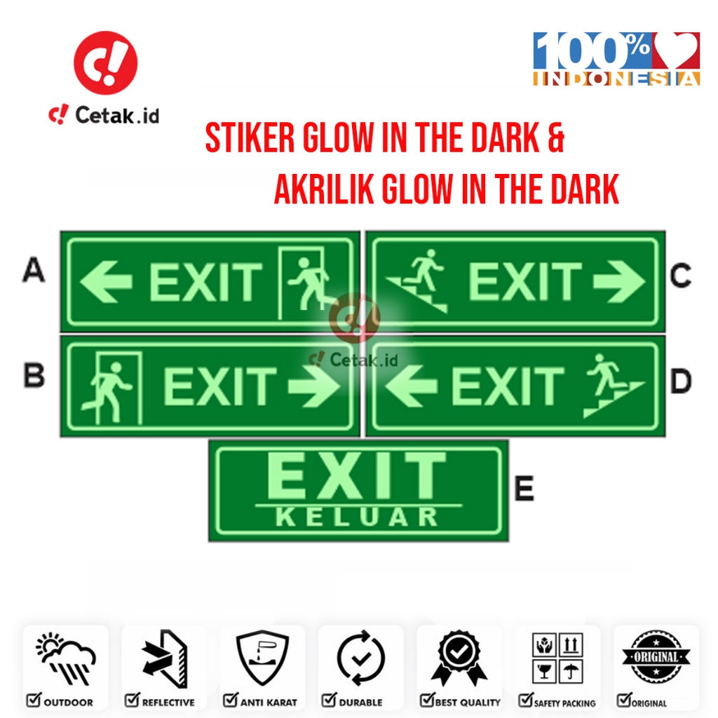 

Sign Sticker Exit Glow in the dark