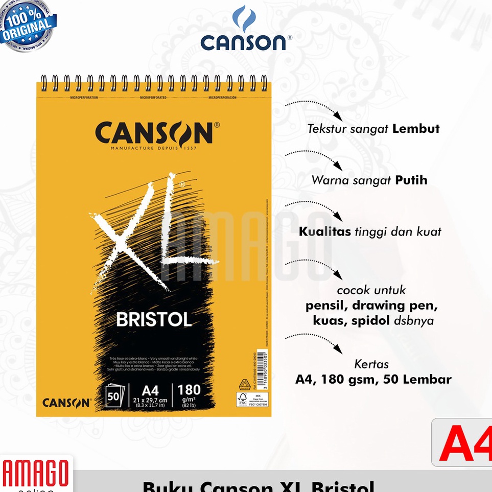 

Dijual Buku gambar CANSON XL Bristol 5 sheets A4 size 18 gsm Album