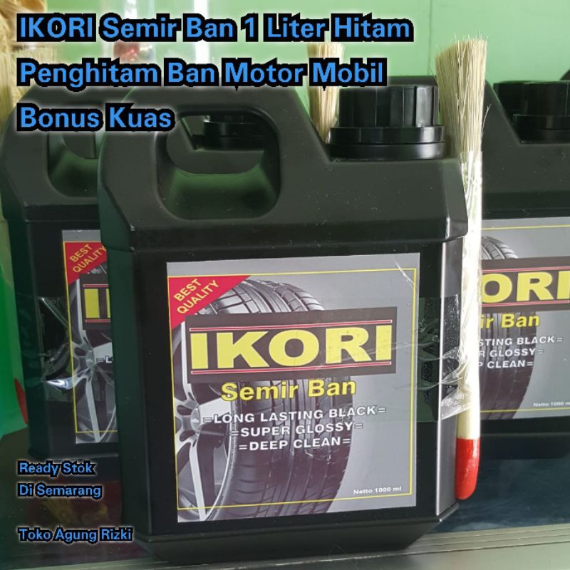 IKORI Semir Ban 1 Liter Hitam Penghitam Ban Motor Mobil Bonus Kuas