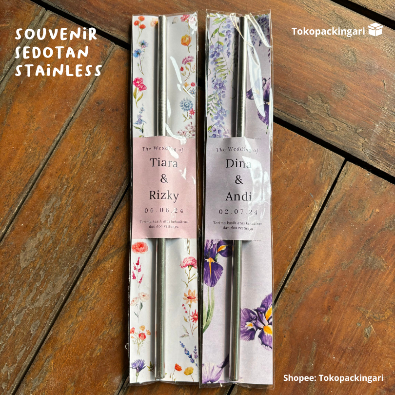 Souvenir Sedotan Stainless | Kartu Souvenir Sedotan Stainless | Kertas Souvenir | Souvenir Pernikaha