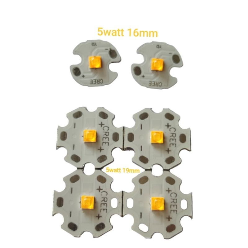 Led cree 5watt  warm/kuning 3000k 16 dan 19mm XTE senter