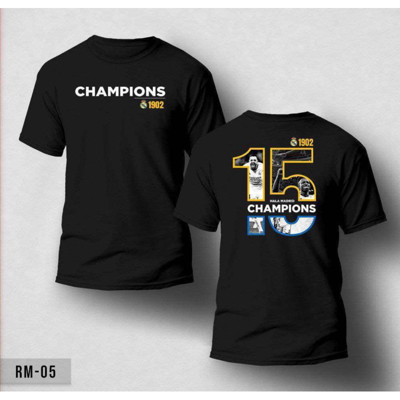 KAOS CHAMPIONS REAL MADRID 15 - TSHIRT DISTRO VIRAL - KAOS BOLA