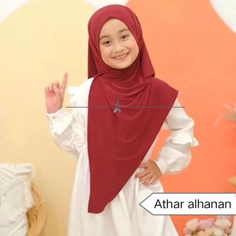Hijab segitiga instan Jersey anak remaja 7-13 tahun / Jilbab segitiga instan Jersey anak remaja