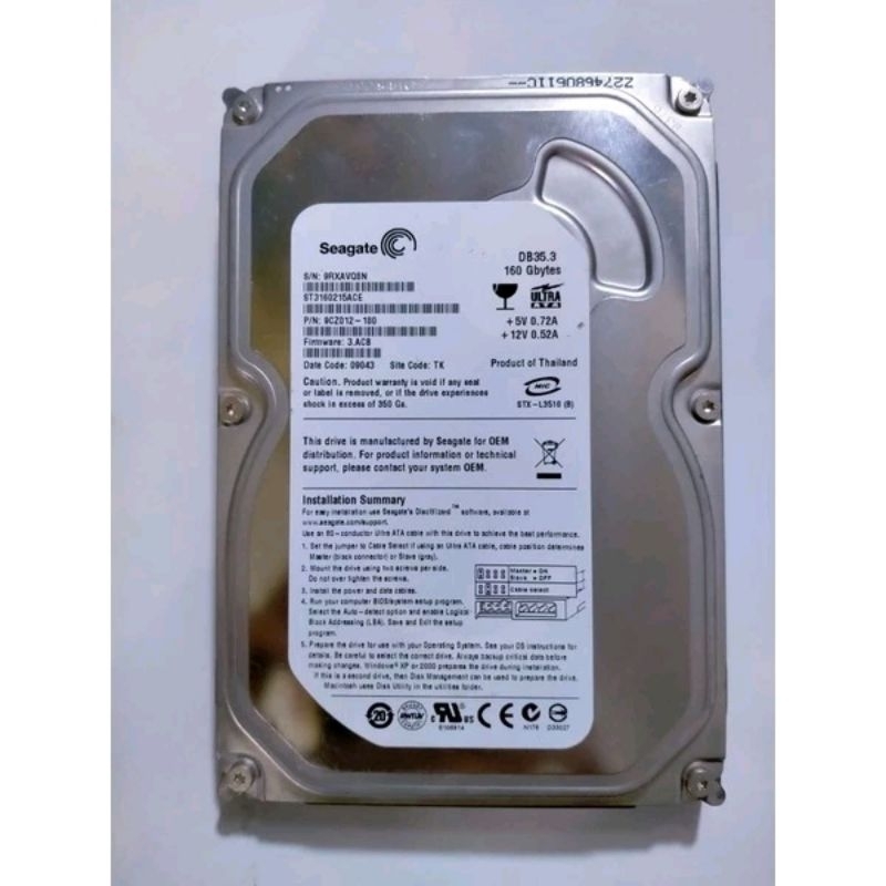 Hdd/Hardisk Sata IDE PS2/PS3 80GB/120GB/160GB/500GB SEAGATE 100% Sentinel