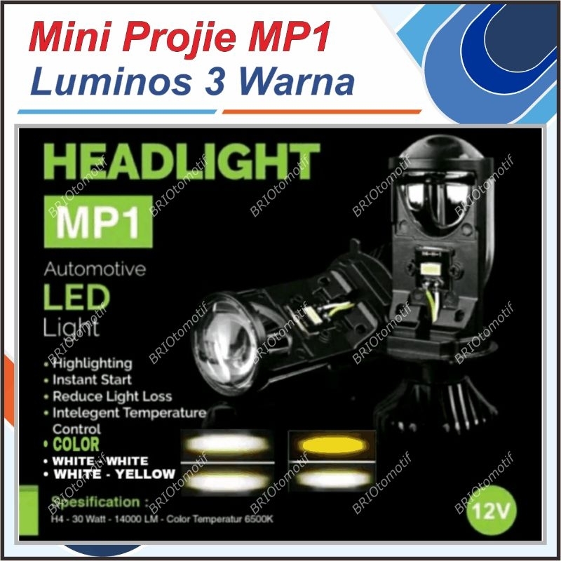 LED LUMINOS MP1S MINI PROJIE H6 MOTOR ALA BILED SINAR CUTOFF MP1