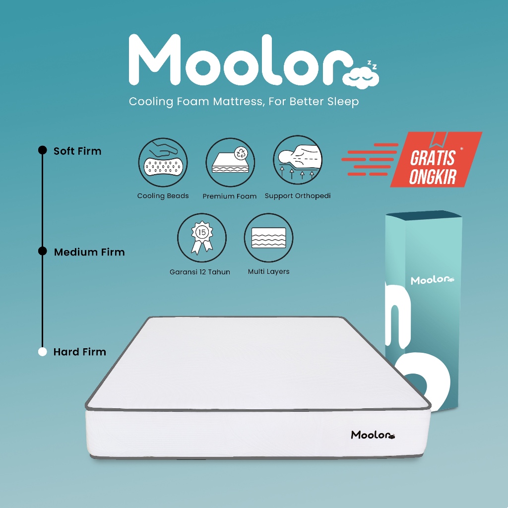 Moolor Coolling Foam Mattress Hard 21 cm / Kasur Busa / Busa Super / Kasur Vakum