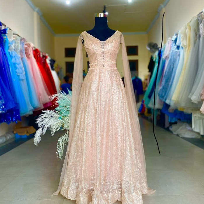 [FOR RENT] Gaun Pesta Dusty Pink / Rose Gold Sleeveless Party Dress with Slayer DSP-008