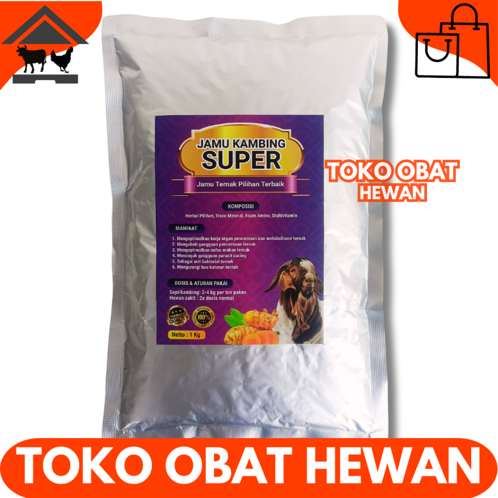 JAMU KAMBING SUPER 1 KG - Jamu Penggemuk Kambing - Meningkatkan Nafsu Makan, Kesehatan & Produksivit