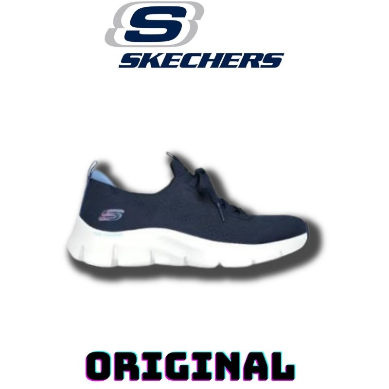 Sepatu Skechers Slip On Flex Comfort Navy Lite Blue Women's ( 149887/NVLB ) Original