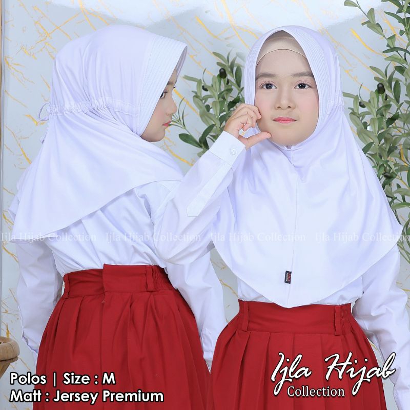 Hijab Instan bergo serut anak sd Jersey premium size m