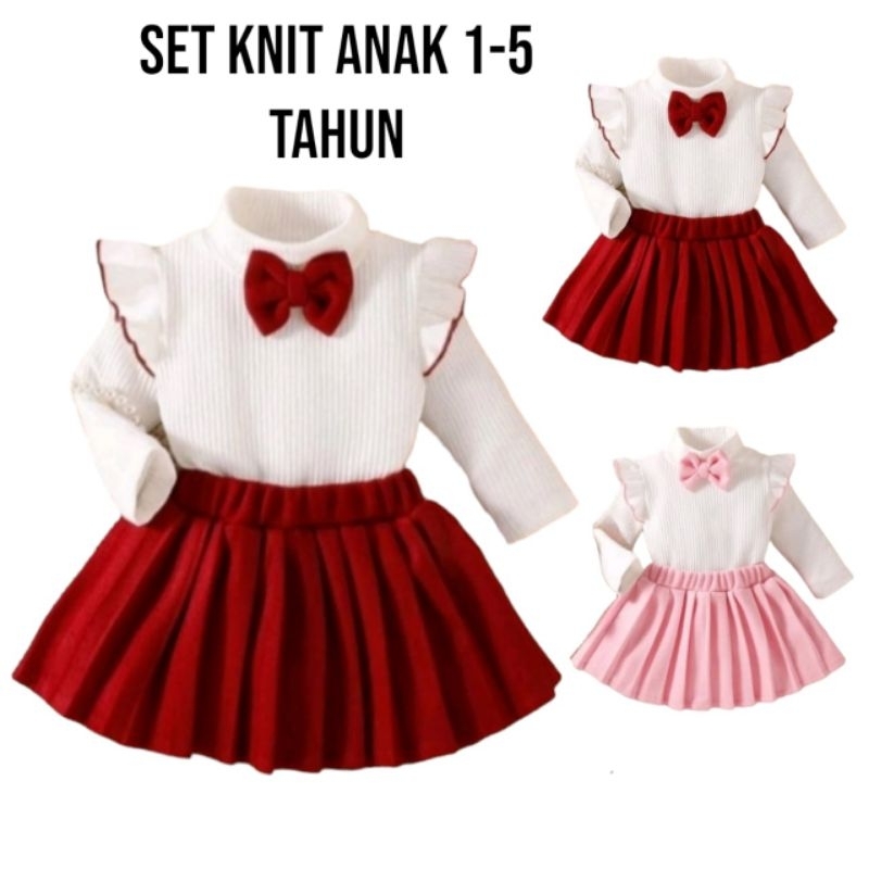 setelan dress knit anak prempuan baju rok anak 1-5 tahun