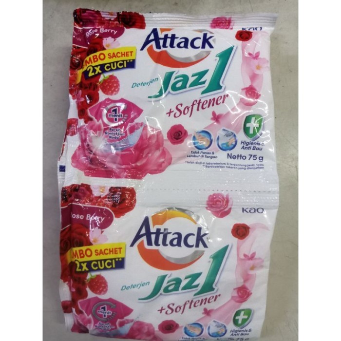 Attack Jaz1 Deterjen Plus Softener Renceng (Isi 6 Sachet) - Rose Berry