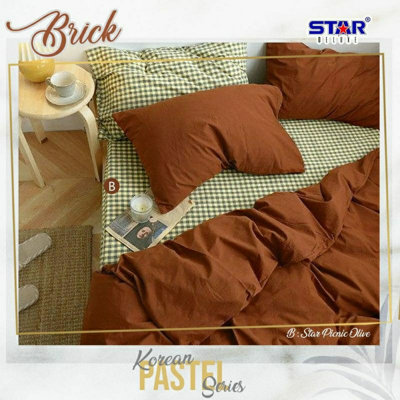 STAR Kain Sprei Katun CVC Polos BRICK