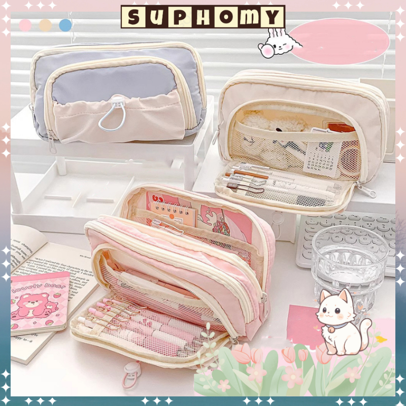 

Tempat alat tulis kotak pensil aesthetic Tas PenaTempat Pencil Tas Pensil kapasitas besar